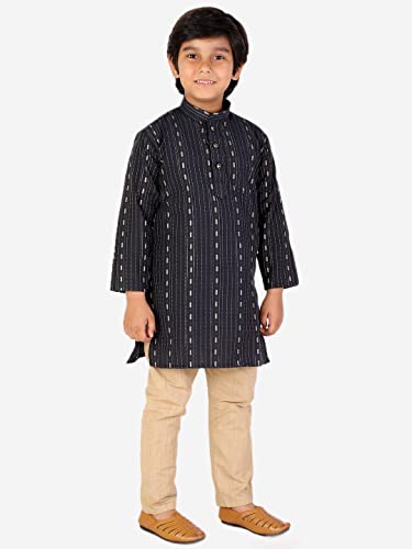 Boy's Indian Kurta Set | Kids Ethnic Wear | Cotton | Thread Line | Mandrain Coller (S-152)4