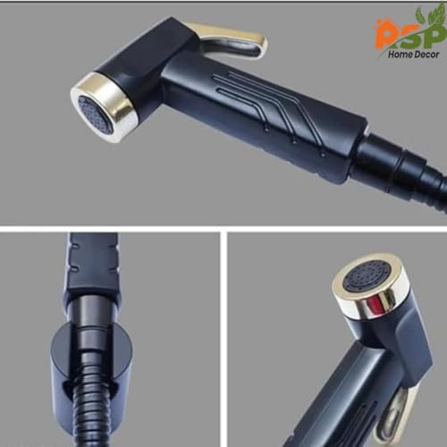 Image of ABS Plastic Handheld Health Faucet - Hygienic Bidet Jet Spray Gun for Toilet Cleaning and Personal Hygiene- Pack of 2 (Matte Black-Gold Brushed Finish)