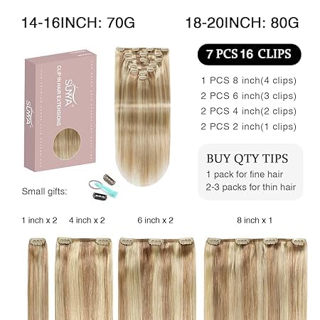 SUYYA Clip in Hair Extensions Real Human Hair - Image 2