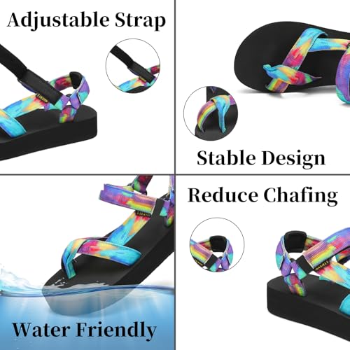 Image of Sport Walking Water Sandals for Women with Arch Support & Adjustable Straps Platform Sandals Women Height Increase