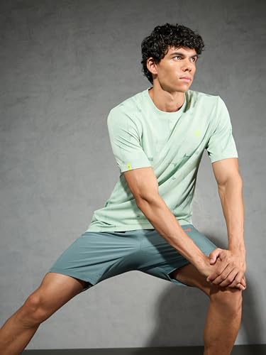 Image of TECHNOSPORT Men Polyester Regular Fit Half Sleeve Jacquard T-Shirt with Double Cool, Quick Dry & Anti Microbial for Sports, Running & Casual Use