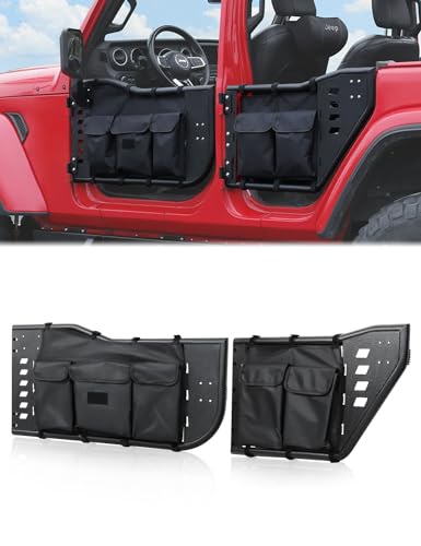 Image of Tube Half Doors Off Road Tubular Summer Doors Fit for Jeep Wrangler JL Unlimited | Gladiator JT 2018~2026 4-Door (excludeJK&2Door Models)| Front & Rear Doors 4PCS |Door storage bag
