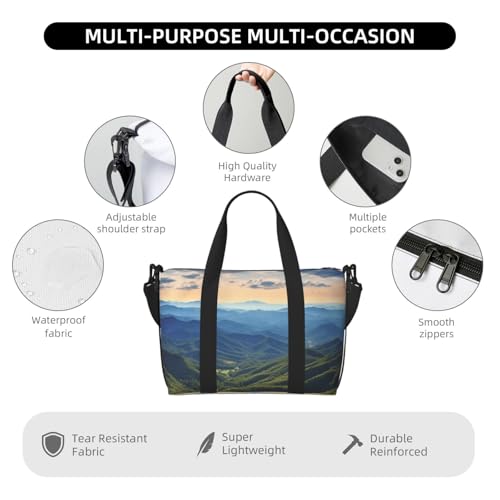 Blue Ridge Parkway Mountains Duffle Bag for Men Women Gym Bag with Shoes Compartment Travel Bags Lightweight Overnight Bags3
