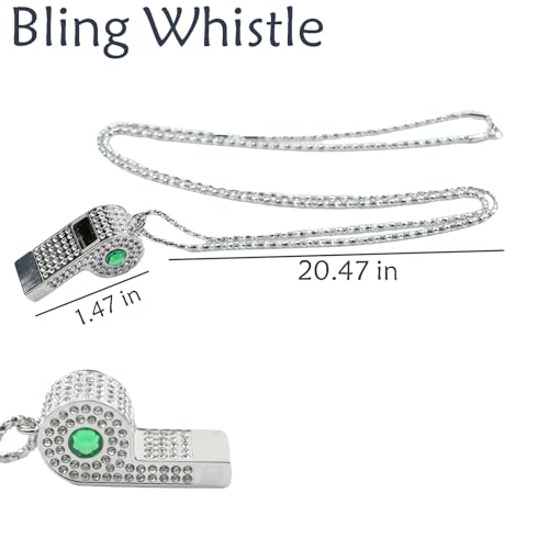 Silbato Metalizado con Cinta y Rhinestones Verde miniatura 2