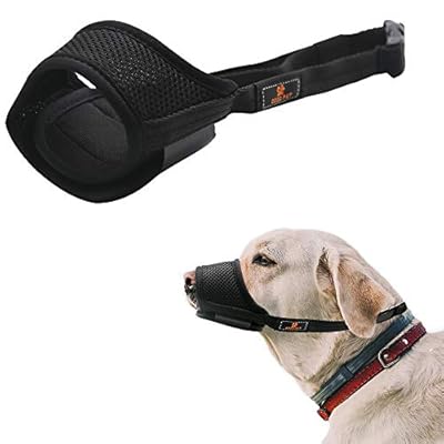 Barley Ears Dog Mouth Cover, Breathable Mesh and Durable Nylon Dog Muzzle with Adjustable Straps to Prevent Biting Barking Chewing, Dog Guard for Small Medium Large Dogs,Black