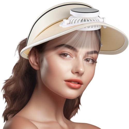 Image of Solar Fan Hat Men and Women Sun Visor Wide Brim Cooling Hat for Outdoor Summer Camping Beach Fishing, USB & Solar Powered