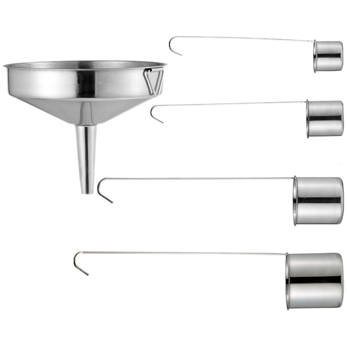 Abaodam Set 5 Pezzi Imbuto da Cucina e Mestolo in Acciaio Inox 50-500ml con Manico, Cucchiaio per Salsa e Olio, Utensili Versatori Multifunzionali per Olio, Vino e Salsa, per Casa