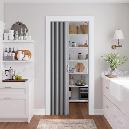 Image of SmartStandard 32 inch x 80 inch Accordion Doors Interior, Double Walled, Gray Oak