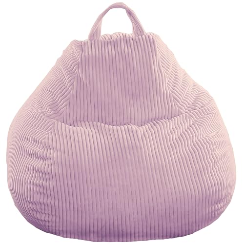bananair - Puff Salón de Pana - Suave y Cómodo, con Relleno Incluído - Funda Lavable - Puff Pera Práctico y Fácil de Transportar - Bean Bag Versátil, Puff Gamer, Niños (80 x 70 cm, Violeta Lila)