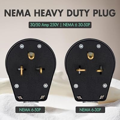 Micmi Straight Blade Angle Plug, AC Dryer Replacement Male Angle Plug, Welder Plug NEMA 6-30P 6-50P, 50 Amp, 250V Black (NEMA 6-50P Plug)