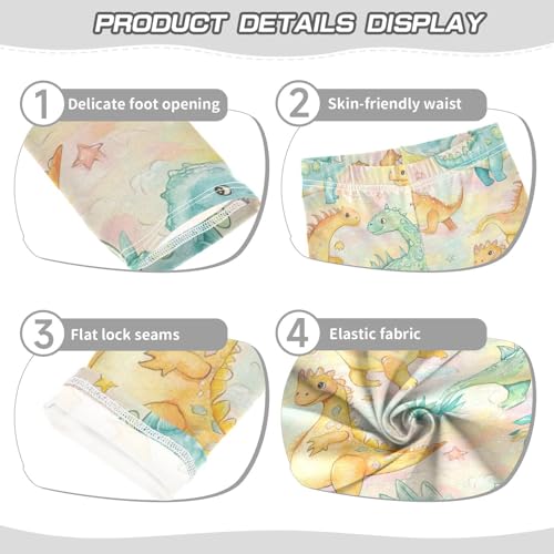 Vdsrup Girls Leggings Colorful Dinosaur Watercolor Kids Length Leggings Pants Athletic Yoga Pants Toddler Tights Trousers 4T3