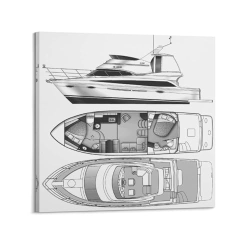 Carver 420 Mariner Blueprint-Poster, dekoratives Gemälde, Leinwand,...