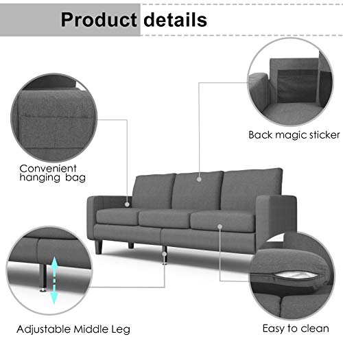 Mecor 2 Piece Living Room Sofa Set Modern Linen Fabric Couch Furniture Upholstered 3 Seat Sofa Couch and Single Sofa Chair for Living Room, Bedroom, Office, Apartment, Dorm and Small Space