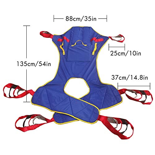 Buyhao Universal Patient Lift Sling, Full Body Lifts Slings With Head And Back Support, Padded Divided Leg Slings With Commode Opening, 5 Handles, 6 Straps, Transfer Sling For Elderly, Size L #TOP5