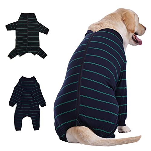 Image of Dog Recovery Suit, Large Medium Pet Onesie Bodysuit for Shedding, Prevent Licking, Wound Protection, Cone Alternative, Dog Shirt Pajamas (Blue, XXXX-Large)