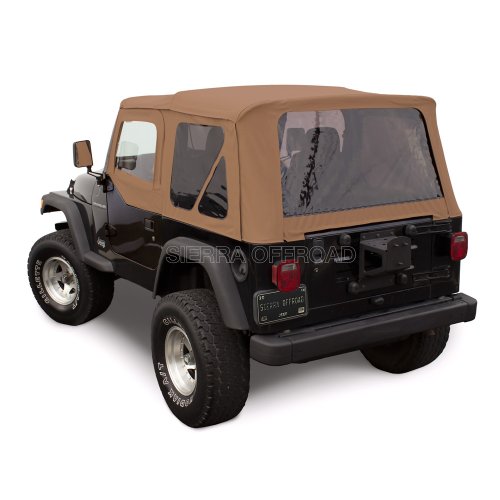 Sierra Offroad Soft Top Replacement For Jeep Wrangler Tj 1997-2006 Factory Style, Sailcloth Vinyl Upgrade, Saddle, Incl. Upper Door Skins #TOP4