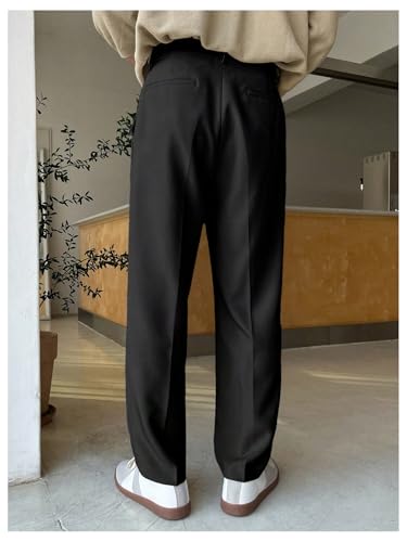 GORGLITTER Men's Dress Pants Straight Leg Pleated Office Slacks Business Casual Pants2