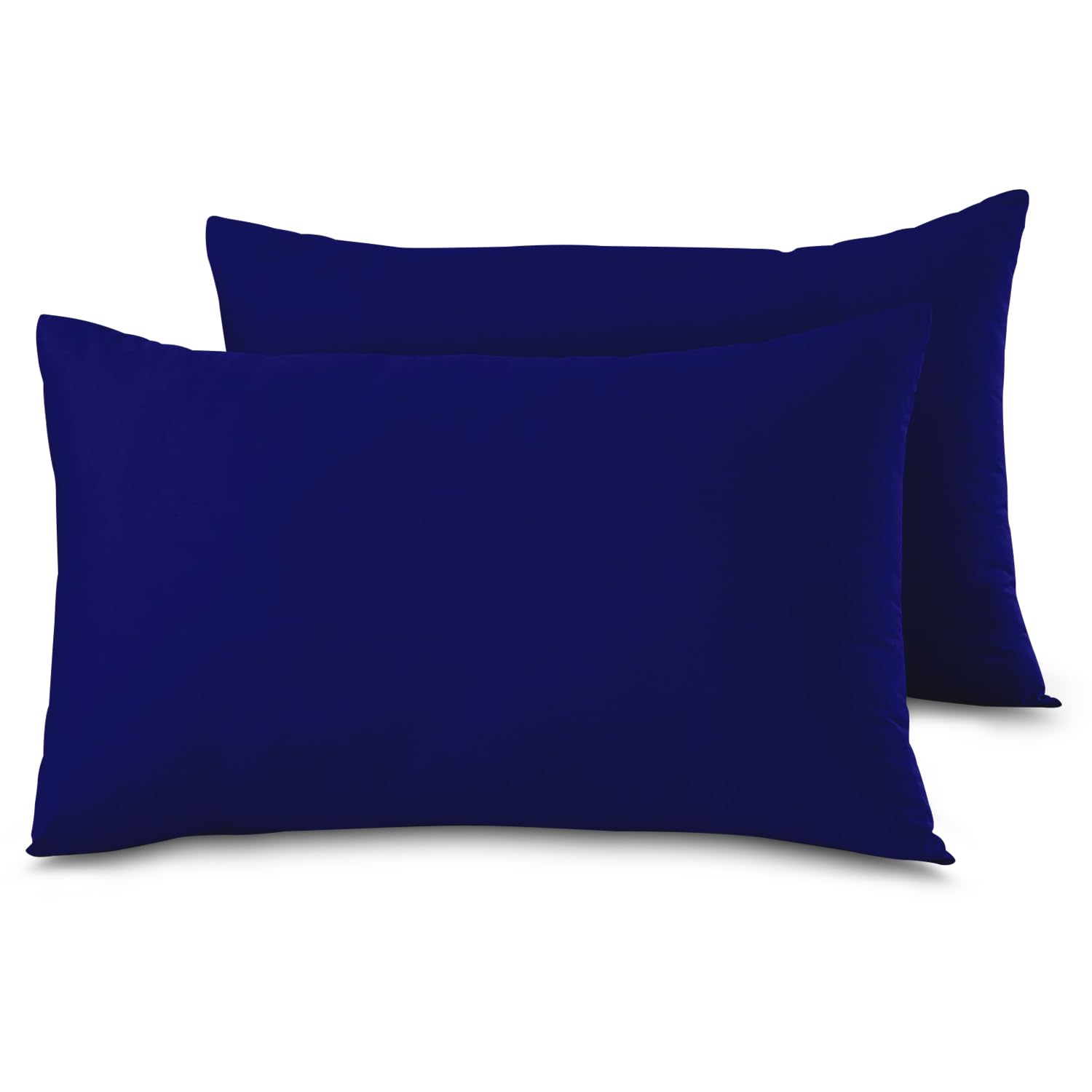 New Diamond Housewife Royal Blue Pillow Cases, Luxury Poly cotton Plain Dyed Pillowcases 2 Pack, 74X48 Hotel Quality Pillows Covers โ image 1