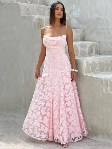 Long Bridesmaid Dresses for Women A Line Pleated Cowl Neck Floral Burnout Corset Formal Evening Dress IK1243