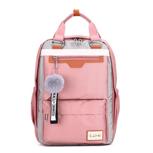TOKSHOP Mochila Bolsa Feminina para Notebook de Até 15.6 Polegadas Viagem Escolar Faculdade (Rosa)