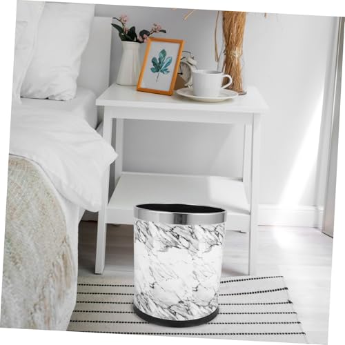 Caneca de basura rectangular sin tapa color blanco mármol miniatura 5