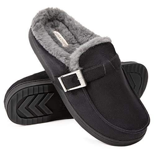 VeraCosy Damen Moc Loafer Style Memory Foam Hausschuhe, Schwarz , 40/41 EU Cover