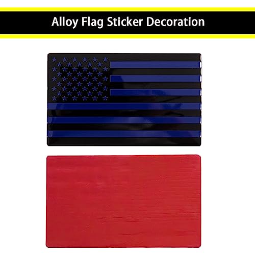 Image of XMUINT Metal American Flag Emblem, 2 Packs 5 inch USA Car Military Patriotic Sticker, Alloy Bumper Fender Door Window Trunk Engine Hood Decal for Car Truck SUV Matte Black Blue