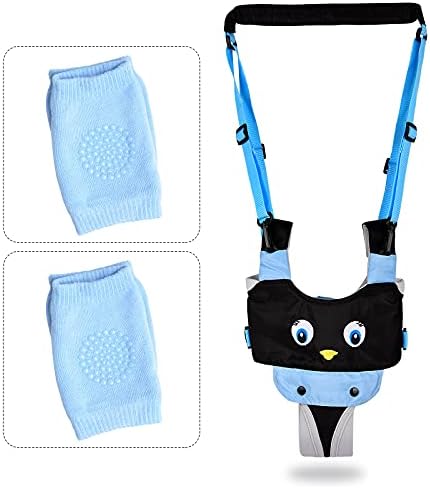 Baby Walker Toddler Walking Harness Helper and 2 Pair Knee Pads Adjustable Standing Up and Walking Learning Helper for Toddler 7-24 Month-Blue