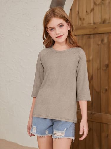 ZDC Girls Casual 3/4 Sleeve T Shirts Kids Cute Crewneck Tops Basic Tees Blouse for 5-14 Years - Image 6