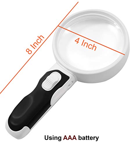 Magnifying Glass 5X & 10X with Bright LED Lights, Magnifying Glasses for Close Work, Lighted Magnifier for Reading Handheld, Kids Plastic Pocket Magnifying Glass with Light, Magnified Glass