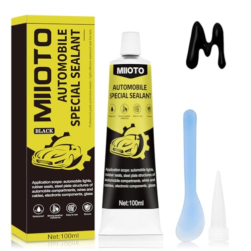 Miioto Silicona Negra para Coche, Sellador Faros, Silicona Alta Temperatura, Sellado e Impermeable,...