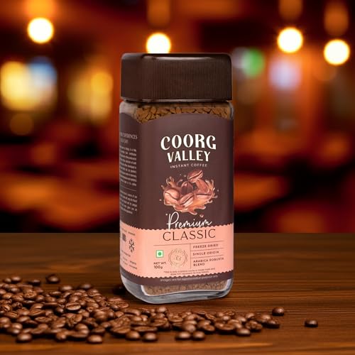Image of Coorg Valley Premium Classic Instant Coffee 100g | 100% Pure Coffee | Freeze Dried | Bold & Strong Flavor