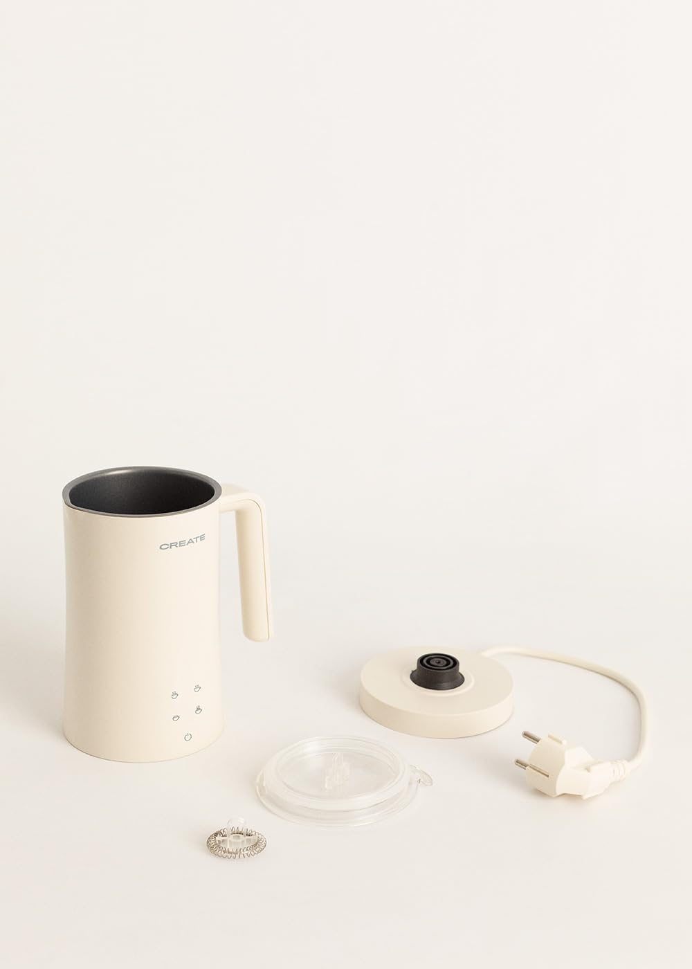 CREATE/MILK FROTHER/Mousseur à lait électrique blanc cassé/Écran tactile, 4 programmes automatiques, système de sécurité, 350ml, utilisation à chaud et à froid, 400 Watt