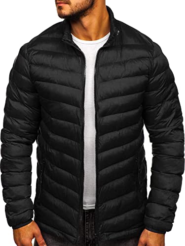 Preisvergleich Produktbild BOLF Herren Übergangsjacke Steppjacke Stehkragen Daunenjacke Reißverschluss Sportjacke Zip Wärme Freizeit Sport Basic Outdoor Casual Style SM70 Schwarz M [4D4]