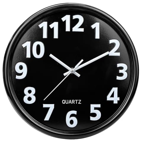 Plumeet 12'' Silent Wall Clock with 3D Numbers Cover