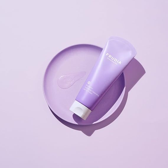 FRUDIA Blueberry Hydrating Gel-to-Foam Facial Cleanser (4.9 oz) Gentle Daily Korean Facial Wash w/Blueberry Extract & Dust Zero Complex | Hydrating Korean Face Cleansing Foam for Dry Skin