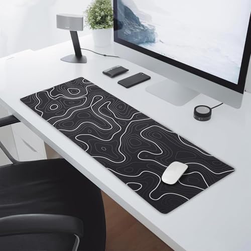 Image of Saco XXL Gaming Mouse Pad for PC - Large Desk Mat 900x400x3mm, Extended Non-Slip Rubber Base, Waterproof Surface, Topographics Design, Big Keyboard Mouse Pad for Office & Home Setup