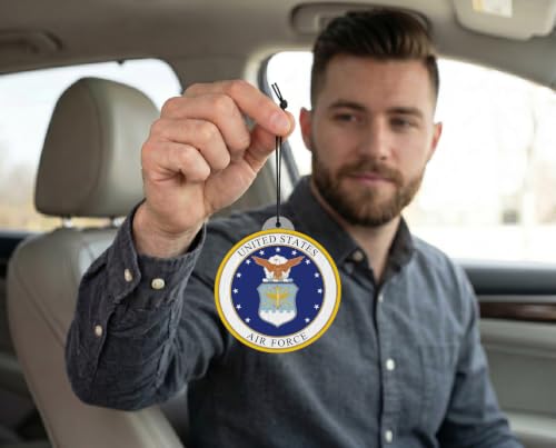 Image of Elektroplate US Air Force Crest Car Air Freshener 6-Pack | Officially Licensed, Long-Lasting Glacial Strike Scent, Vivid USAF Graphics, Versatile Hanging Design