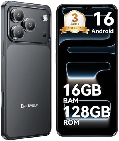 Blackview Wave 7C Android 16 Handy Ohne Vertrag, 128GB/2TB, 4G Dual SIM | 16GB RAM (4+12), 5000mAh, 32MP KI Kamera,6.56 Zoll HD+ Display,Einsteiger Smartphone Inkl.Hülle,Face ID/IP