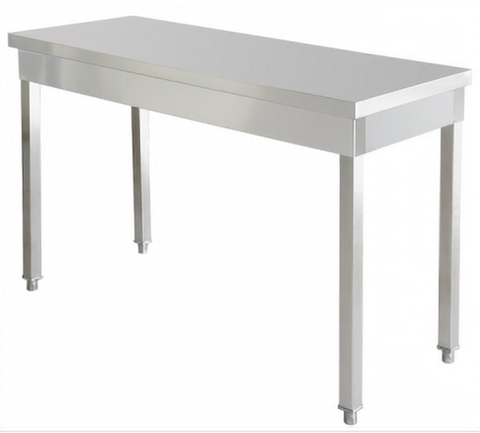 TECHNICA Stół roboczy kuchenny ze stali nierdzewnej 140x60x85 cm, Centralny stół roboczy ze stali nierdzewnej do profesjonalnych kuchni, Profesjonalny blat kuchenny z regulacją wysokości AISI 201