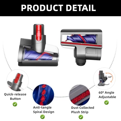 Upgrade Hair Screw Tool for Dyson Gen 5 V15 V15s V11 V10 V8 V7 Cordless Vacuum Cleaner, Anti-Tangle Motorhead Brush Attachment, Replace Part 971521-01