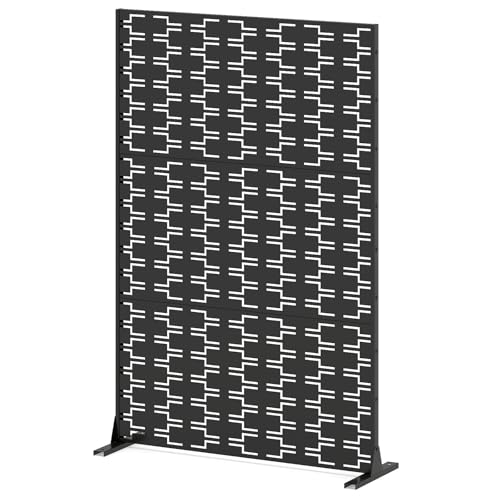 Giantex Metal Privacy Screen 72''H x 48''W, Powder-Coated Decorative Outdoor Fence Panel, Wall Divider for Room Separation, Freestanding Patio Divider for Garden, Balcony & Yard (Brick Pattern)