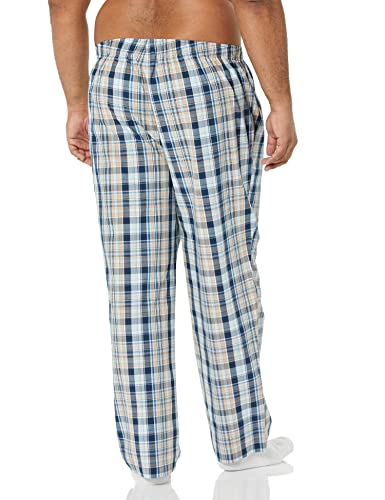 Amazon Essentials Men's Cotton Stretch Poplin Full-length Pajama Bottoms, Pack of 2, Dusty Blue/Navy Plaid, X-Small - image 3