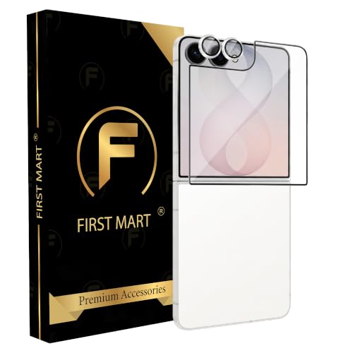 Image of FIRST MART Tempered Glass for Samsung Galaxy Z Flip 8 5G with Silver Camera Ring Guard & Installation Kit | HD Clear Edge-to-Edge Screen Protector, Scratch Resistant, Case-Friendly | Pack of 1