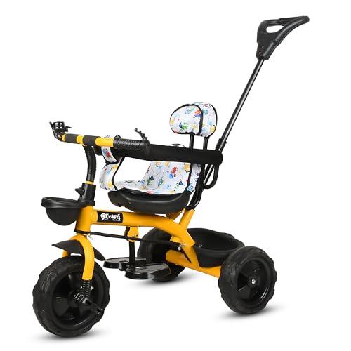 Image of Tricycle 1 Years to 5 Years with Removable Safety Guard and Parental Control Back Side Push Handle with Rubber Tyre for Kid's CR07 (Yellow)
