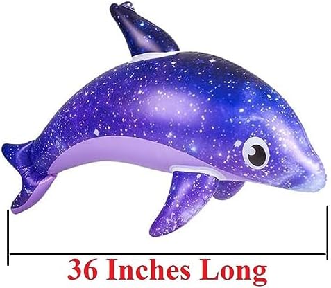 36" Purple Galaxy Dolphin Colorful Dolphin Inflatable Pool Toy image 5