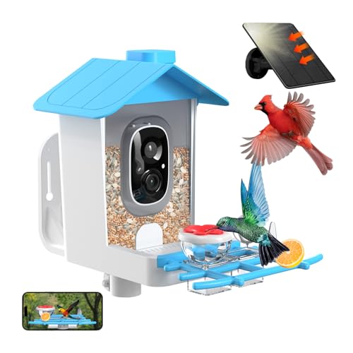 Clarvise Smart Bird Feeder with Camera, 2K HD Live& AI Identification, Solar Powered, 138° Wide View, Instant Alerts, Smart Birdfeeder Cam for Outside Garden,Gift for Bird Lovers, Parents & Kids