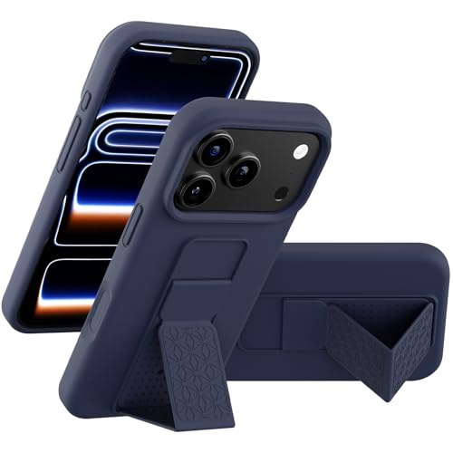 Coque iPhone 17 Pro Max silicone bleu LAUDTEC support flexible avec dragonne