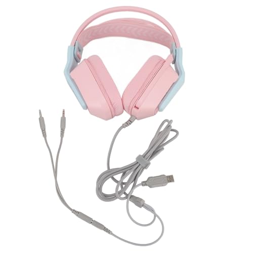 Casque de jeu filaire rose pour ordinateur portable et console de salon