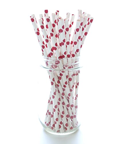 Pitillos de papel rojos con puntos - 25 unidades miniatura 2